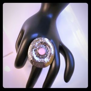 Statement ring vintage inspired pink stone